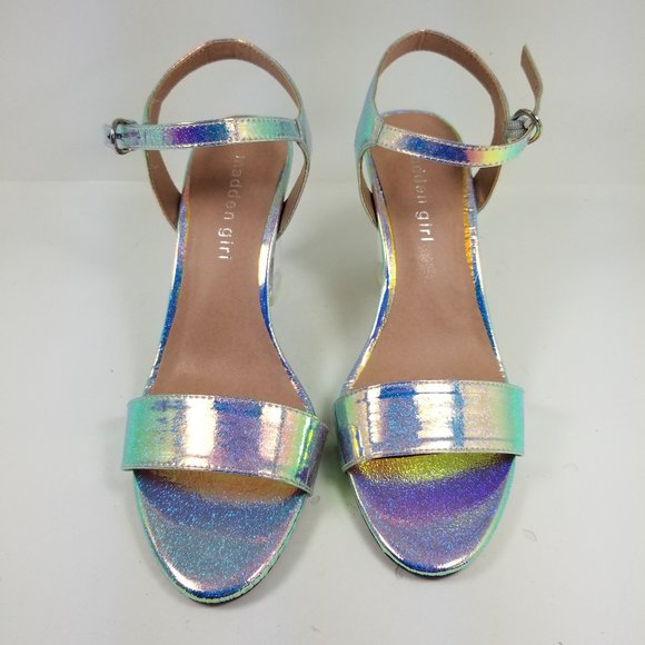 Steve Madden Shoes - Madden Girl Adena Brite Iridescent Patent Faux Leather Size 7 clear heal.